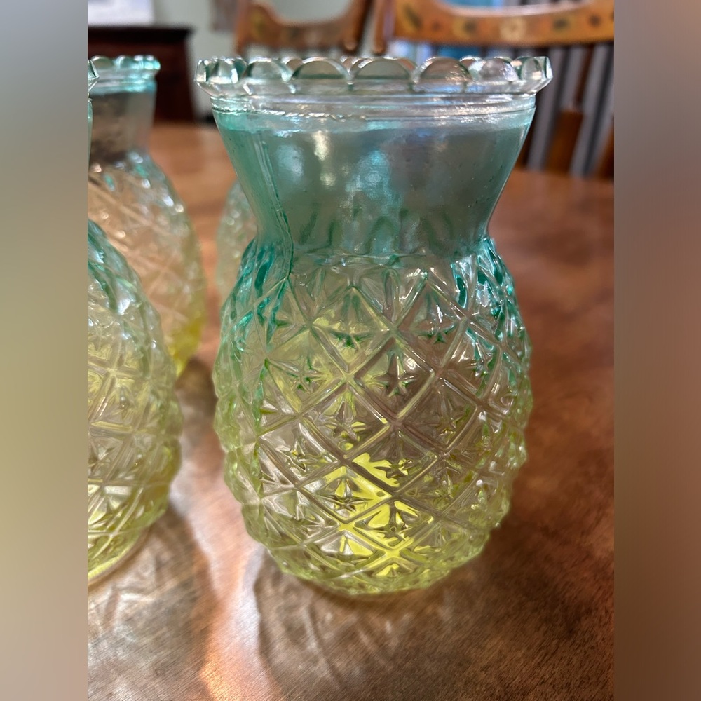Six pineapple cocktail glasses. Washed but not used. Sturdy.